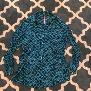 Plenty by Tracy Reese blue boho print top small